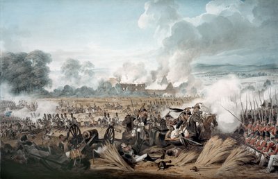 1815年のウォータールーの戦いでのフランス騎兵隊によるブリティッシュスクエアへの攻撃 作： Denis Dighton